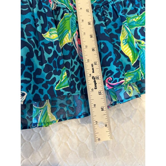 Lilly Pulitzer Women's Blue Floral Tropical Leopard Print Fit & Flare Sundress 4 - Picture 10 of 12